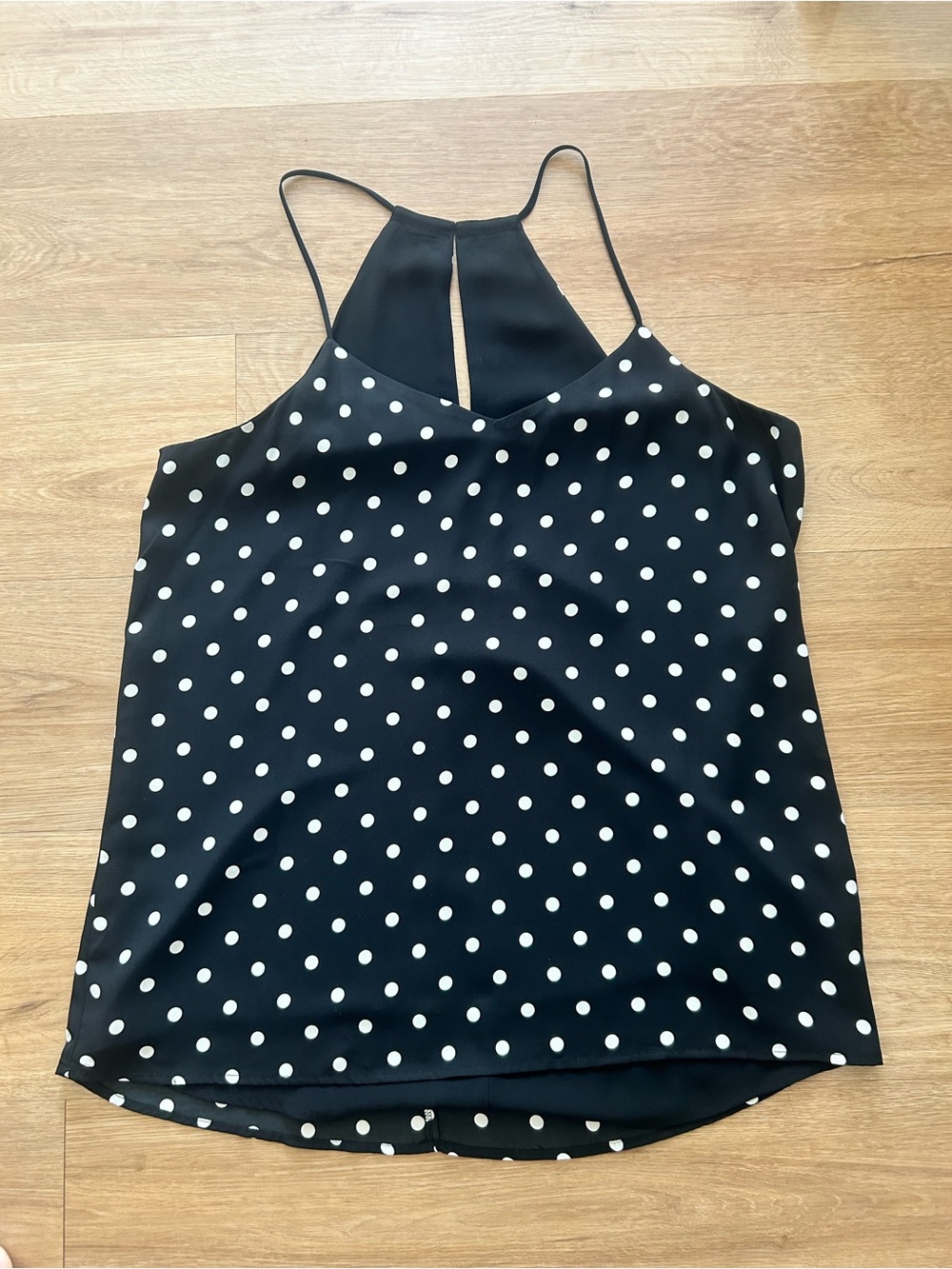 Express Polka Dot Halter Cami Top - Black/White